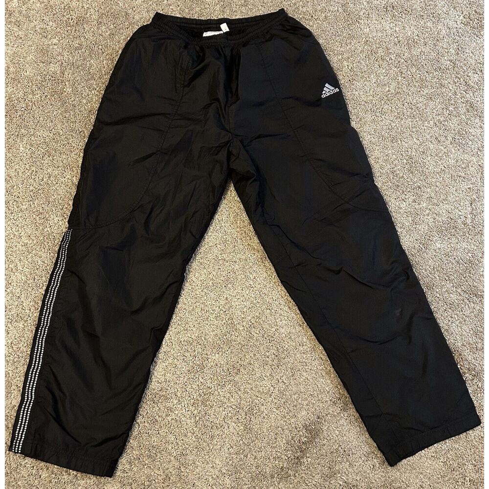 Vintage Adidas Break Away Pants Black Side Snap Warm Up Track Sweatpants 90s L